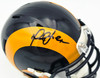 Marshall Faulk Autographed St. Louis Rams Blue 1981-99 Throwback Speed Mini Helmet JSA Witness Stock #267312