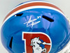 Steve Atwater Autographed Denver Broncos Blue 1975-96 Throwback Full Size Speed Replica Helmet Beckett BAS Witness Stock #267484