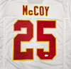 Kansas City Chiefs LeSean McCoy Autographed White Jersey Beckett BAS Witness Stock #267438