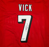 Atlanta Falcons Michael Vick Autographed Red Jersey Beckett BAS Witness Stock #267501