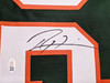 Miami Hurricanes Ray Lewis Autographed Green Jersey JSA Witness Stock #267396