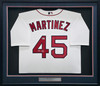 Boston Red Sox Pedro Martinez Autographed Framed White Nike Jersey Beckett BAS Witness Stock #267459
