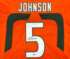 Miami Hurricanes Andre Johnson Autographed Orange Jersey Beckett BAS Witness Stock #267652
