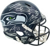Seattle Seahawks Super Bowl LX Champions Autographed Blue Full Size Speed Replica Helmet With 28 Signatures Including Sam Darnold & Jaxon Smith-Njigba Beckett BAS Witness Stock #268084