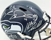 Seattle Seahawks Super Bowl LX Champions Autographed Blue Full Size Speed Replica Helmet With 31 Signatures Including Sam Darnold & Jaxon Smith-Njigba #/112 Stock #268084