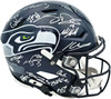 Seattle Seahawks Super Bowl LX Champions Autographed Blue Full Size SpeedFlex Authentic Helmet With 31 Signatures Including Sam Darnold & Jaxon Smith-Njigba #/12 Stock #268080