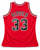 Chicago Bulls Scottie Pippen Autographed Red Authentic Mitchell & Ness 1997-98 HWC Swingman Jersey Size L Beckett BAS Witness Stock #268036