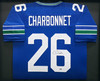 Seattle Seahawks Zach Charbonnet Autographed Framed Blue Throwback Jersey MCS Holo Stock #268090