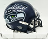 Mike Macdonald Autographed Seattle Seahawks Blue Super Bowl LX Champions Logo Speed Mini Helmet "We Did Not Care" Beckett BAS Witness #4W869563