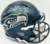 Mike Macdonald Autographed Seattle Seahawks Rivalries Full Size Speed Replica Helmet "We Did Not Care" (Smudged) Beckett BAS Witness #4W801946