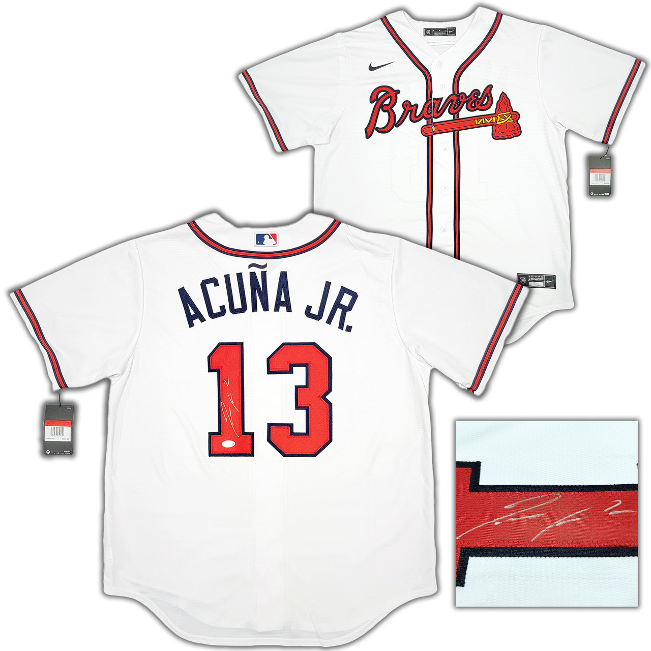 Ronald Acuna Jr. Signed Atlanta Braves Nike Red MLB Jersey with 3  Inscriptions