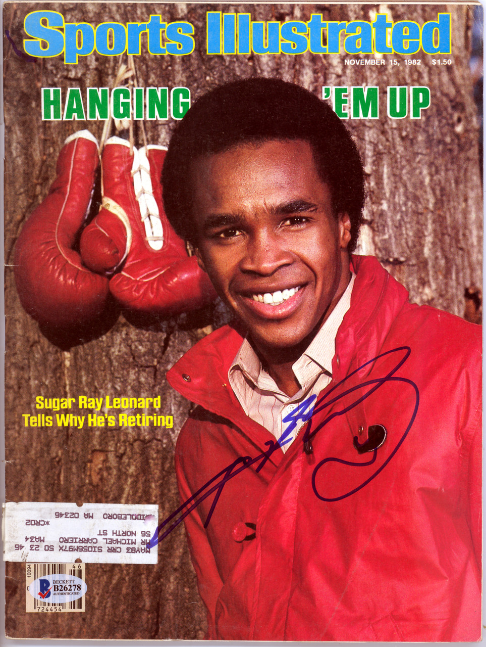 Sugar Ray Leonard Autographed Sports Illustrated Magazine Beckett