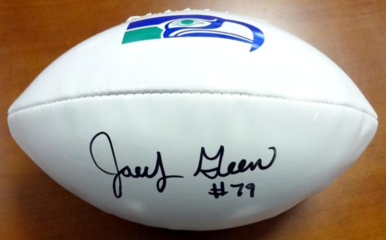 Jacob Green Autographed White Logo Football Seattle Seahawks MCS Holo Stock  #82241