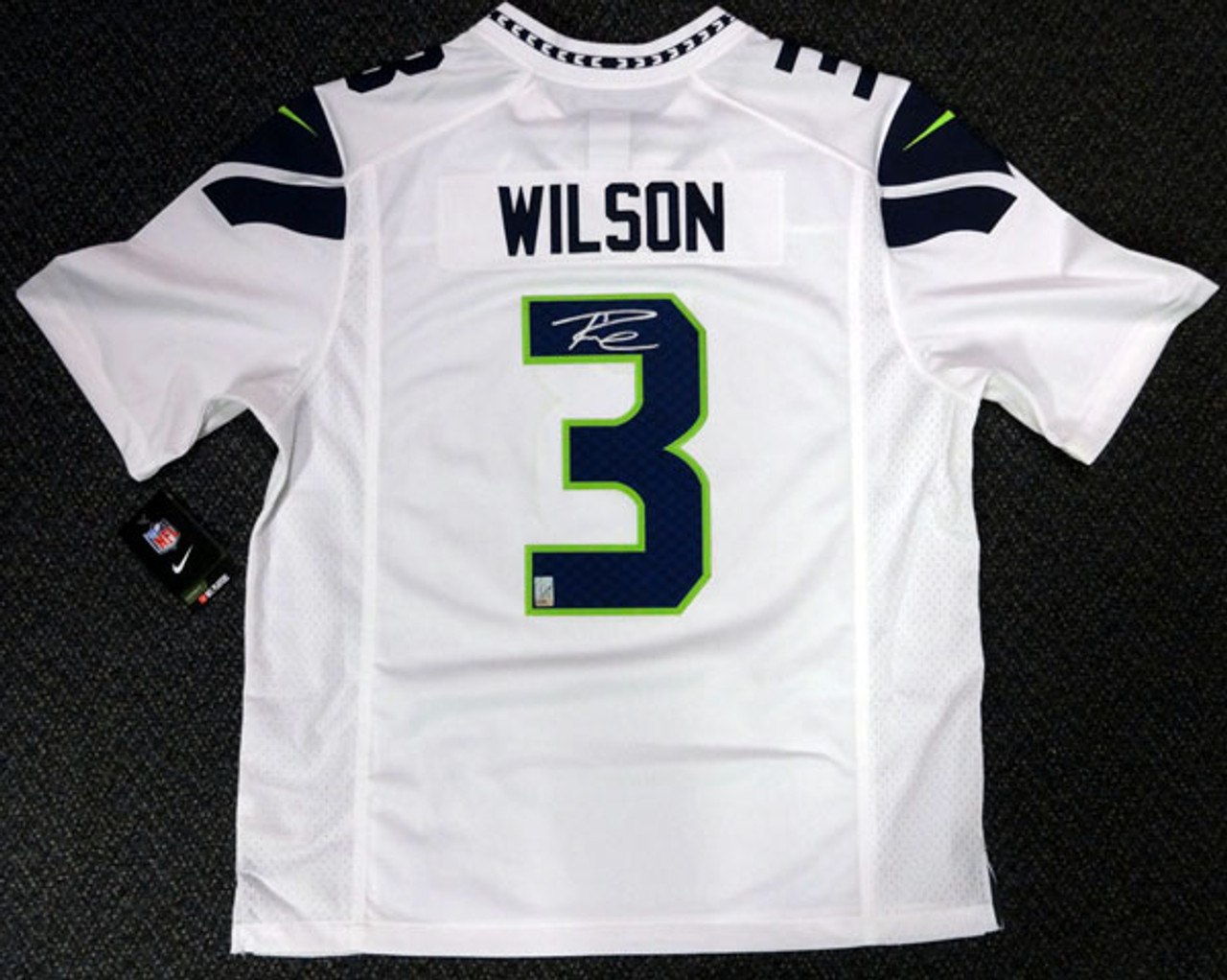 Russell Wilson Autographed Jersey - Blue Nike Elite Size 52 RW