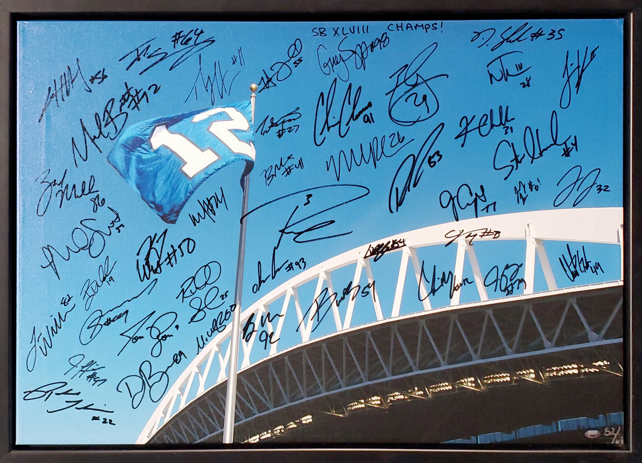 Seattle Seahawks Super Bowl XLVIII Champion Autographed Framed