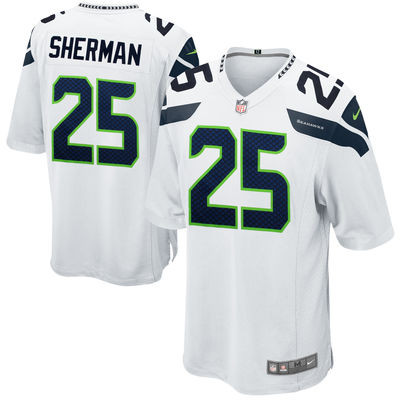 Richard Sherman Unsigned Seattle Seahawks White Nike Jersey Size
