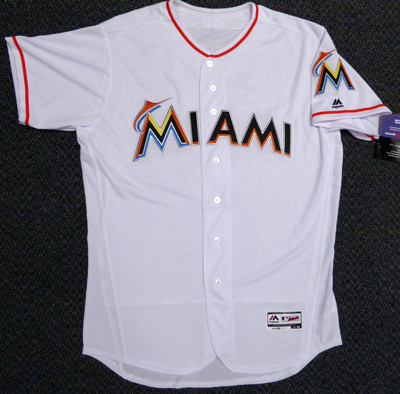 Orange Used Miami Marlins Large Men's Majestic Jersey