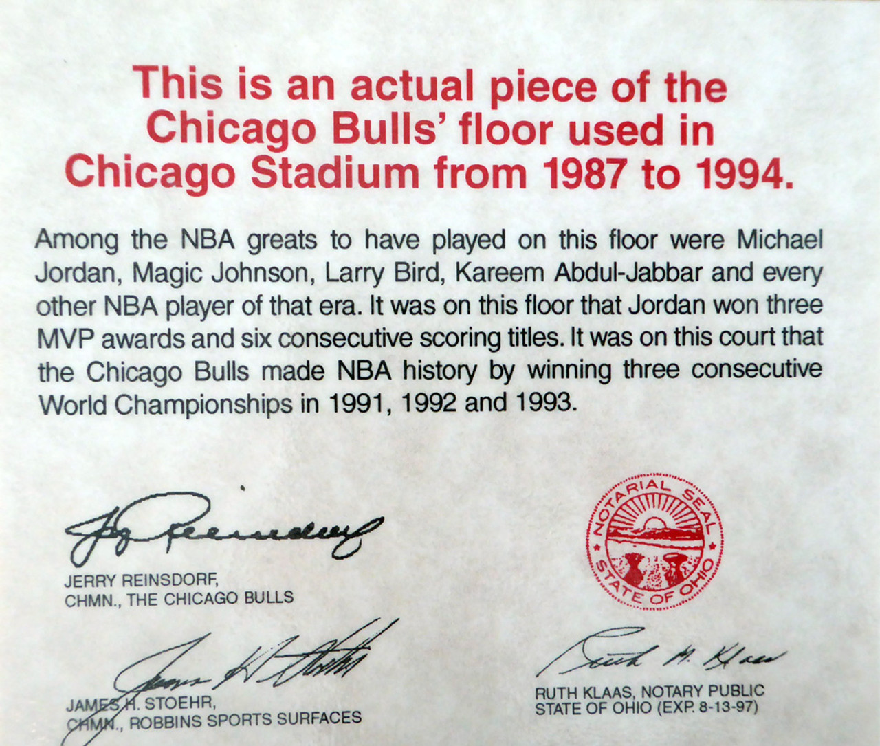 Chicago Bulls on X: Own a piece of history! Chicago Stadium official  game-used floor piece auction. Full details:    / X