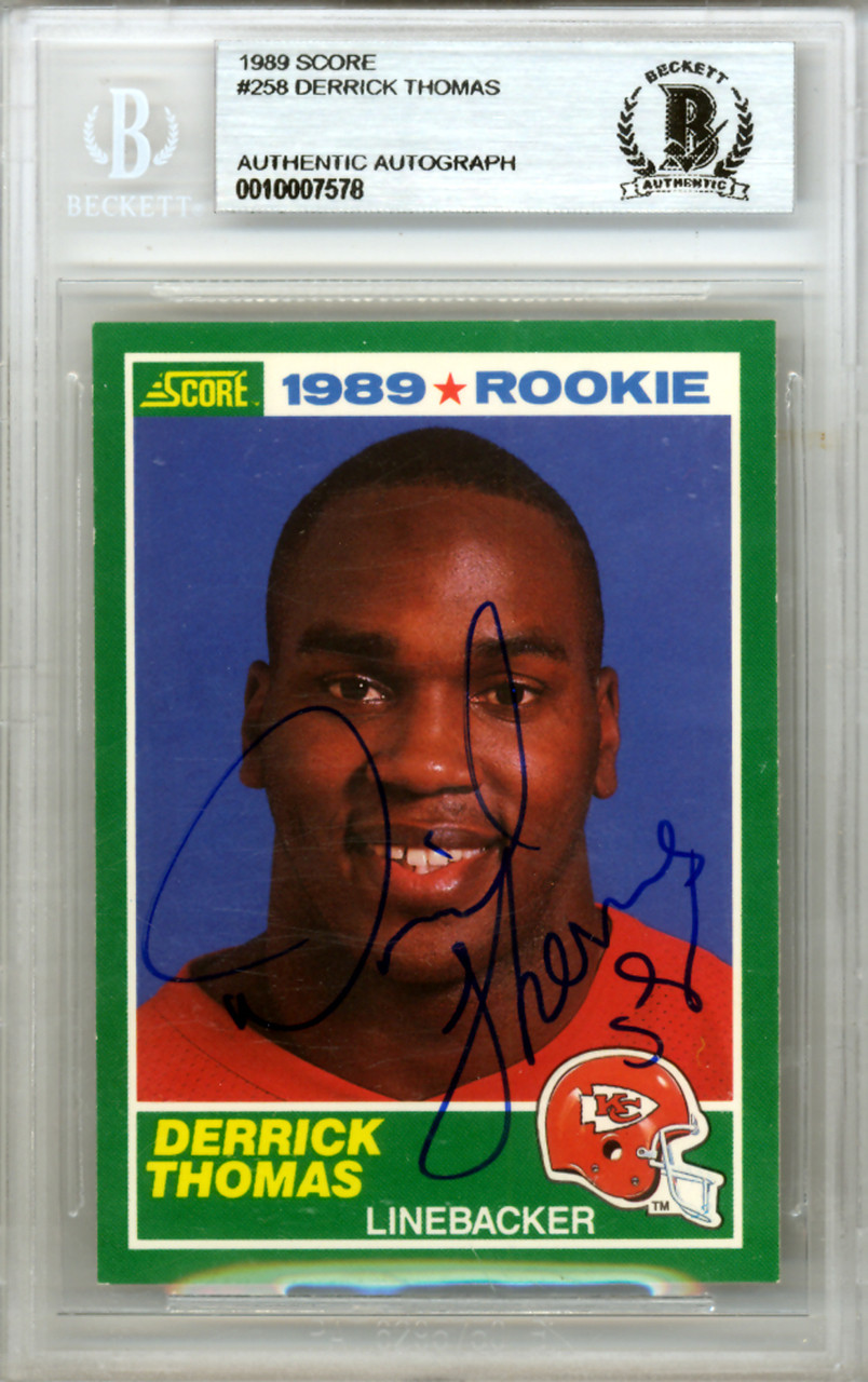 THOMAS O'MARREY選手カード Derrick Thomas Autographed 1989 Score Rookie Card #258 Kansas City