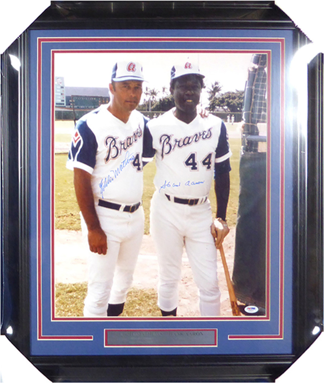 Hank Aaron & Eddie Mathews Autographed Framed 16x20 Photo Atlanta