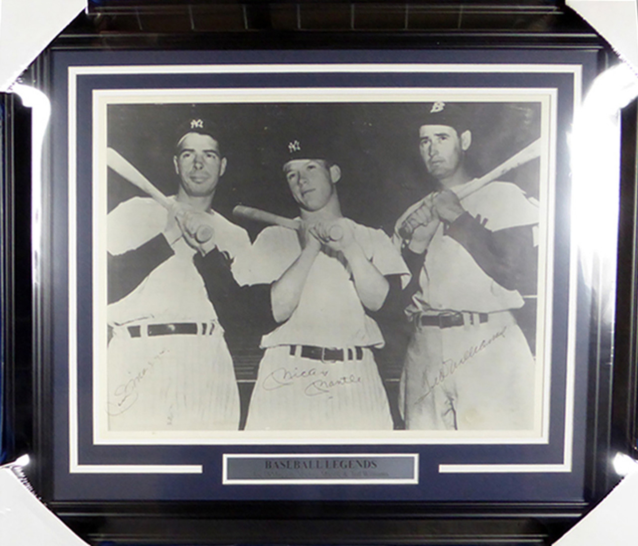 Mickey Mantle, Joe DiMaggio & Ted Williams Autographed Framed 16x20 Photo  JSA #Z42381 - Mill Creek Sports