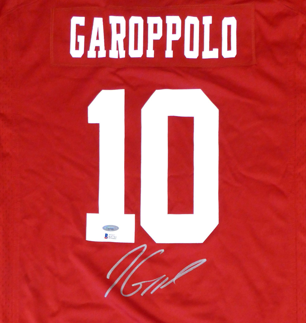 San Francisco 49ers Jimmy Garoppolo Autographed Red Nike Jersey Size XL  TriStar & Beckett BAS Stock #133389 - Mill Creek Sports