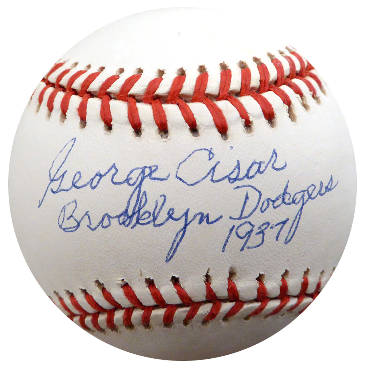 George Cisar Autographed Official NL Baseball Brooklyn Dodgers Brooklyn  Dodgers 1937 Beckett BAS #F26415 - Mill Creek Sports