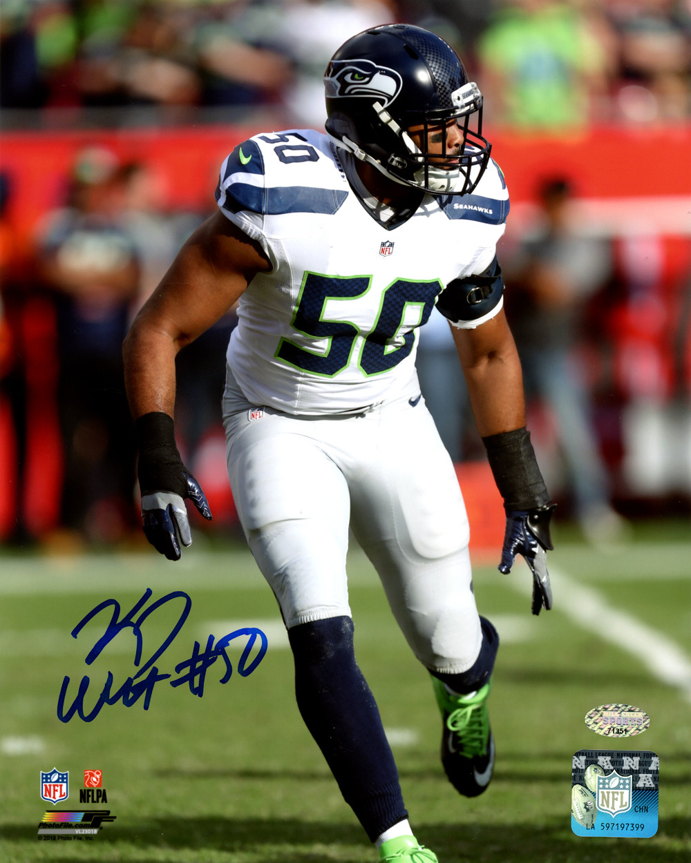 K.J. KJ Wright Autographed 8x10 Photo Seattle Seahawks MCS Holo