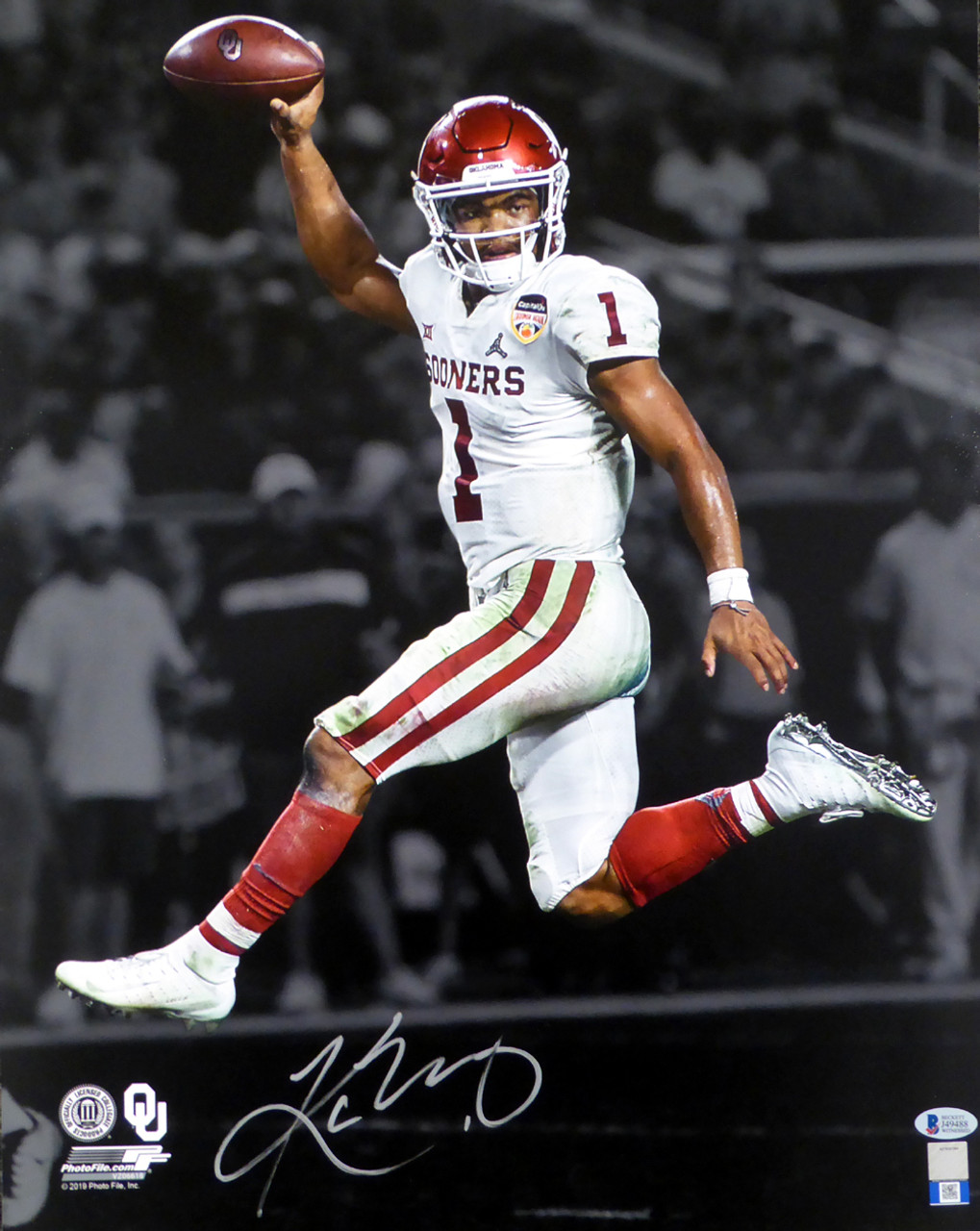 Kyler Murray Autographed 16x20 Photo Oklahoma Sooners Beckett BAS Stock  #145897