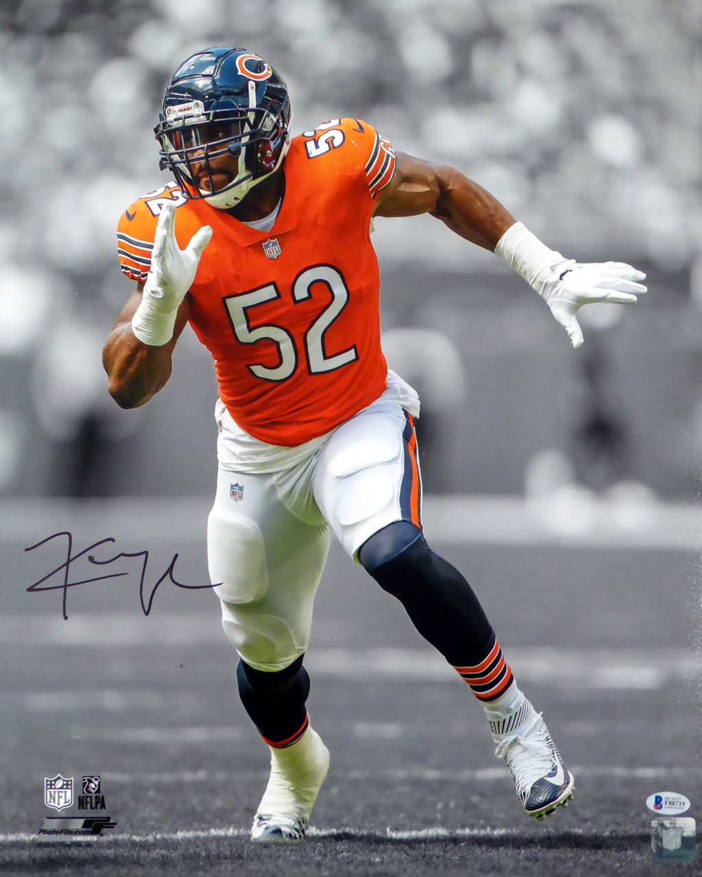 Khalil Mack Autographed 16x20 Photo Chicago Bears Beckett BAS Stock #148329