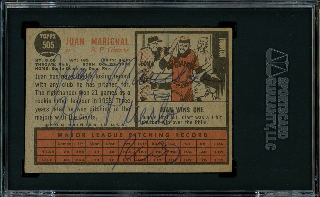 1962 Topps #505 Juan Marichal SF Giants Semi-High Number