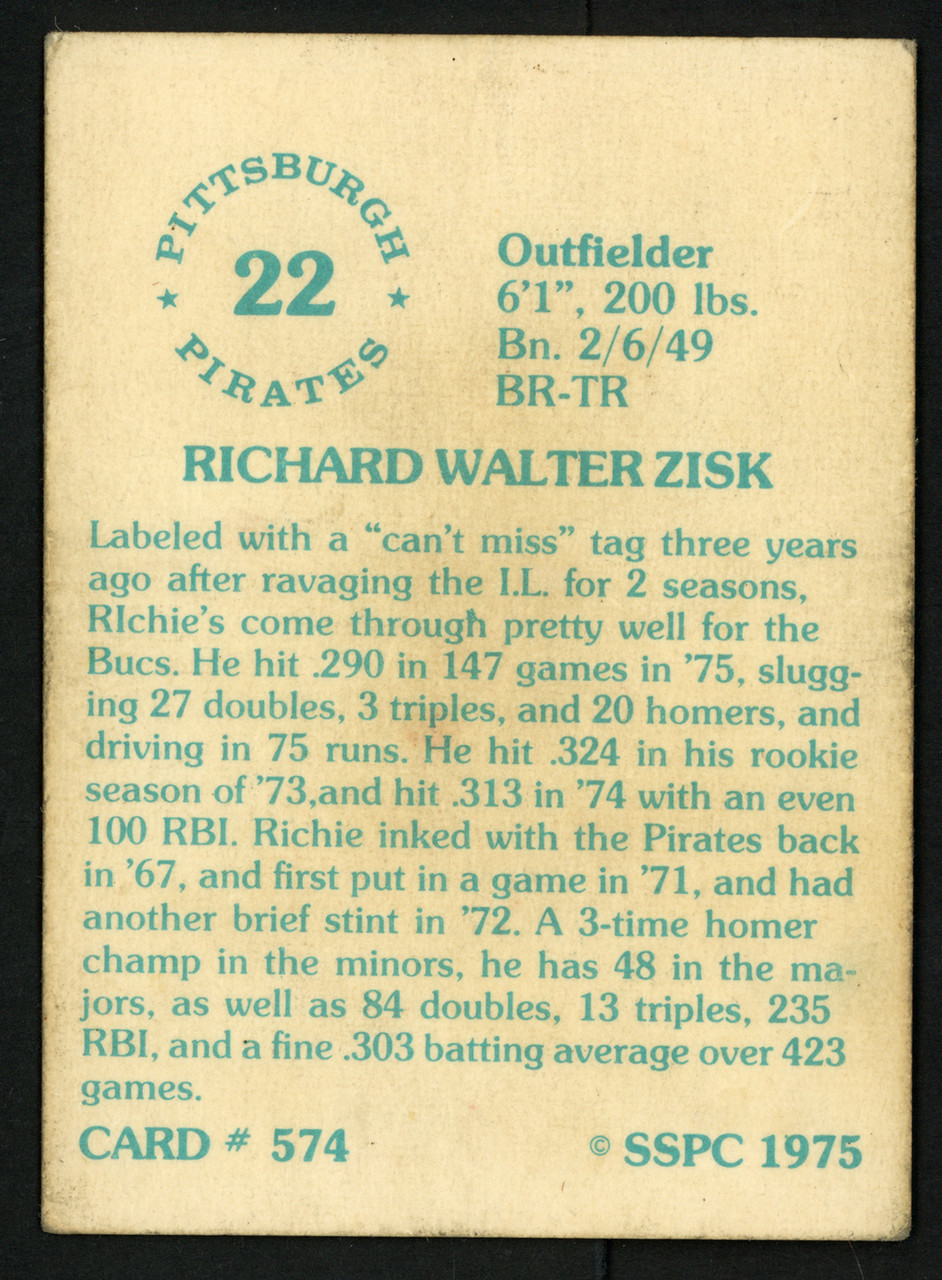 Richie Zisk Autographed 1972 Topps Rookie Card #392 Pittsburgh Pirates SKU  #213617