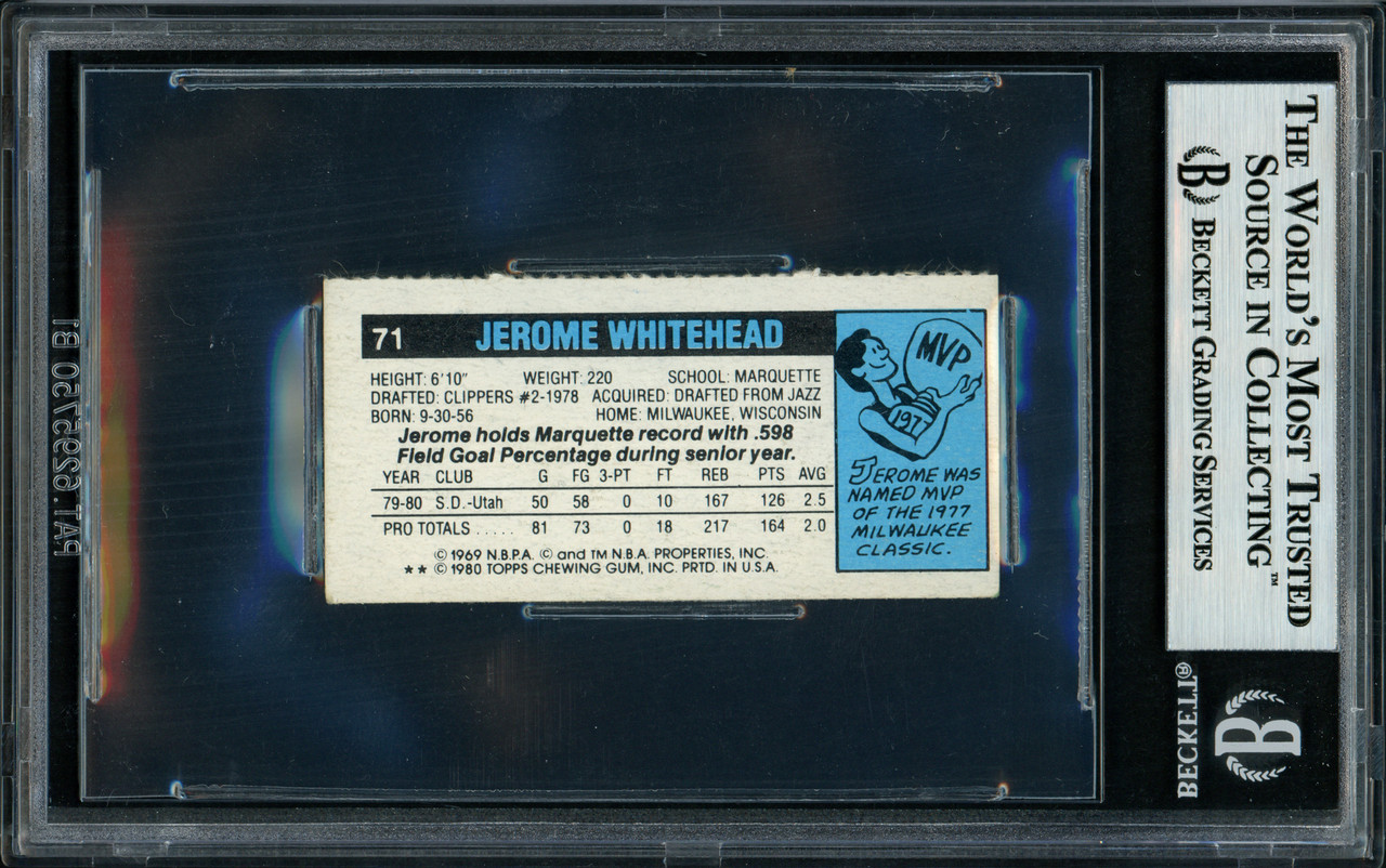 Jerome Whitehead Autographed 1980-81 Topps Card #71 Dallas Mavericks  Beckett BAS #11317574