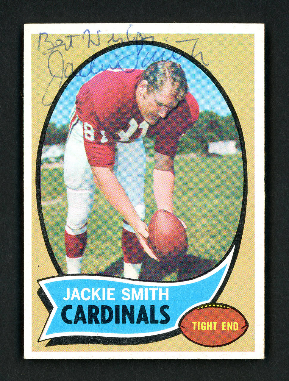 Jackie Smith Autographed 1970 Topps Card #225 St. Louis Cardinals