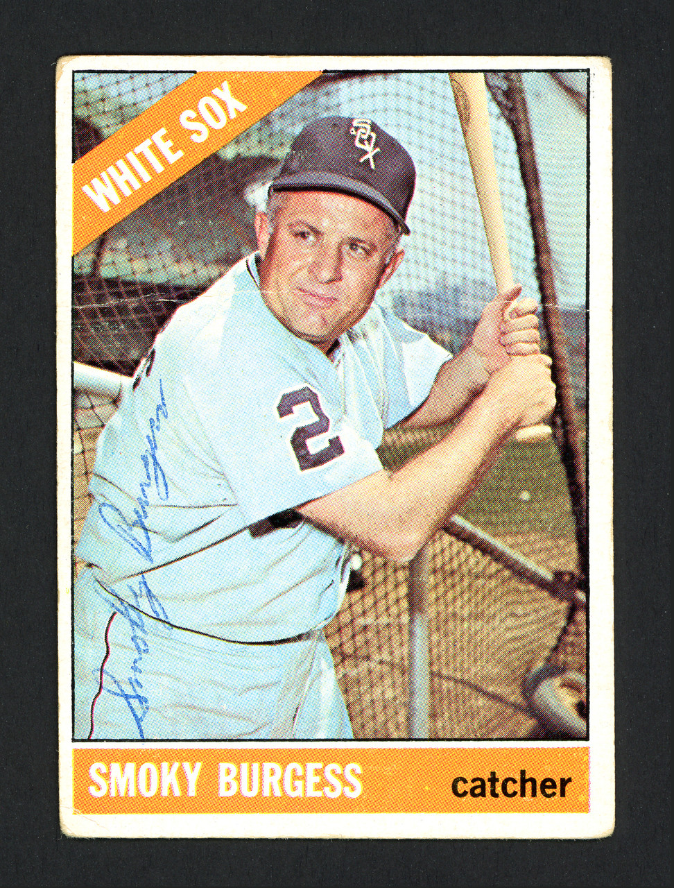 Smoky Burgess Autographed 1966 Topps Card #354 Chicago White Sox SKU #165453