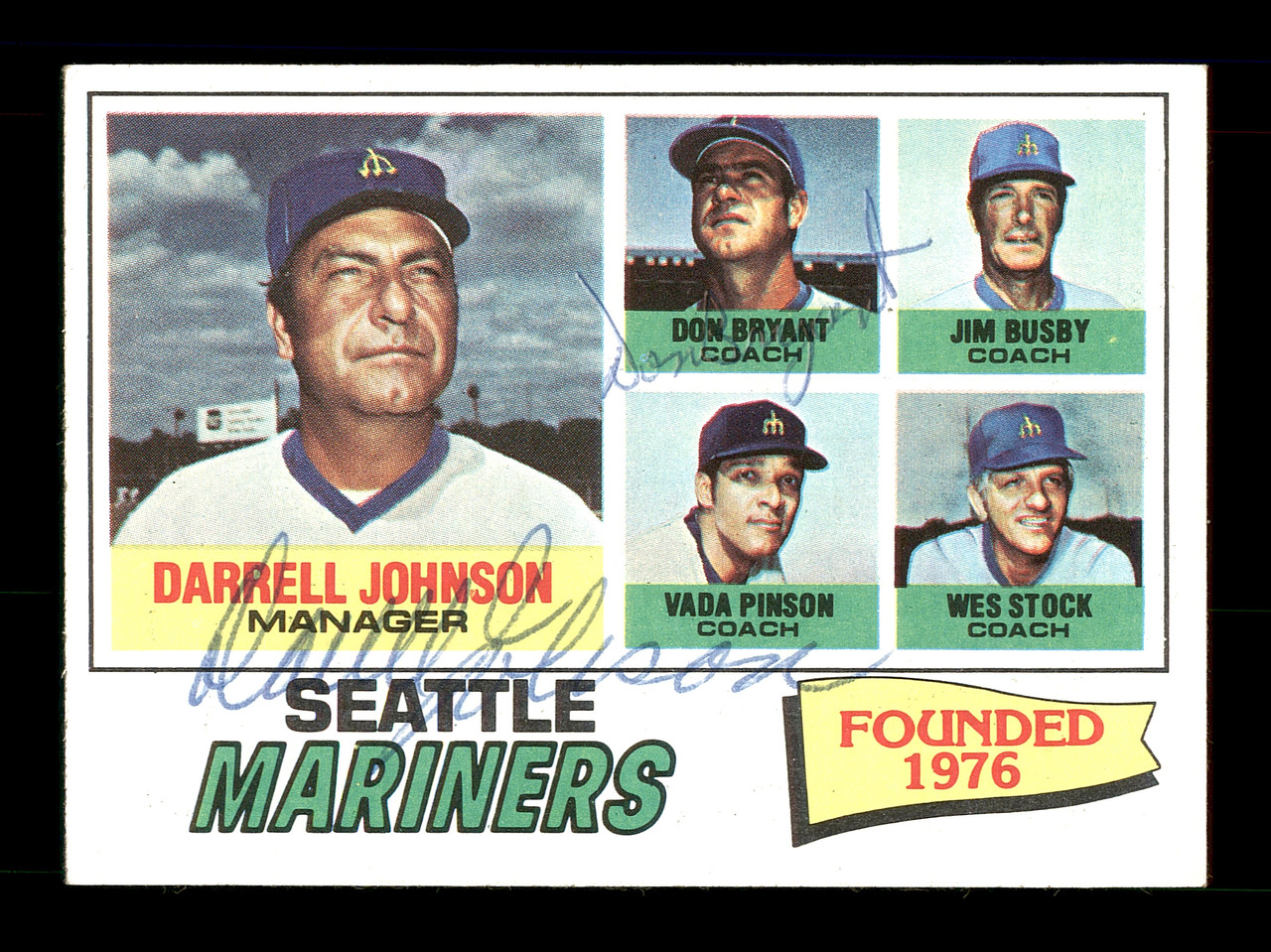 Darrell Johnson & Don Bryant Autographed 1977 Topps Card #597 Seattle  Mariners SKU #167788 - Mill Creek Sports