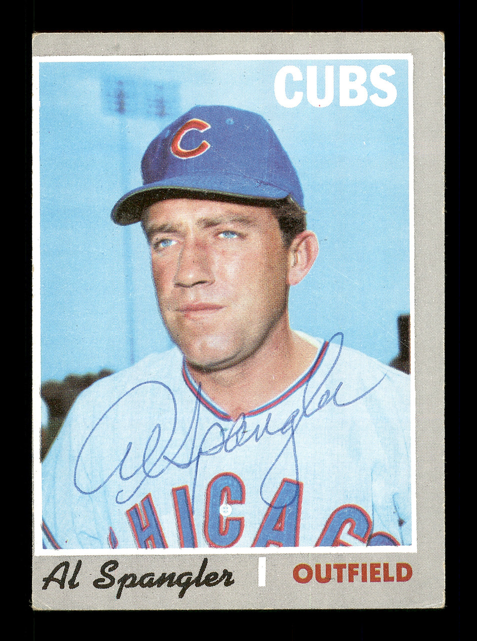 Al Spangler Autographed 1970 Topps Card #714 Chicago Cubs SKU