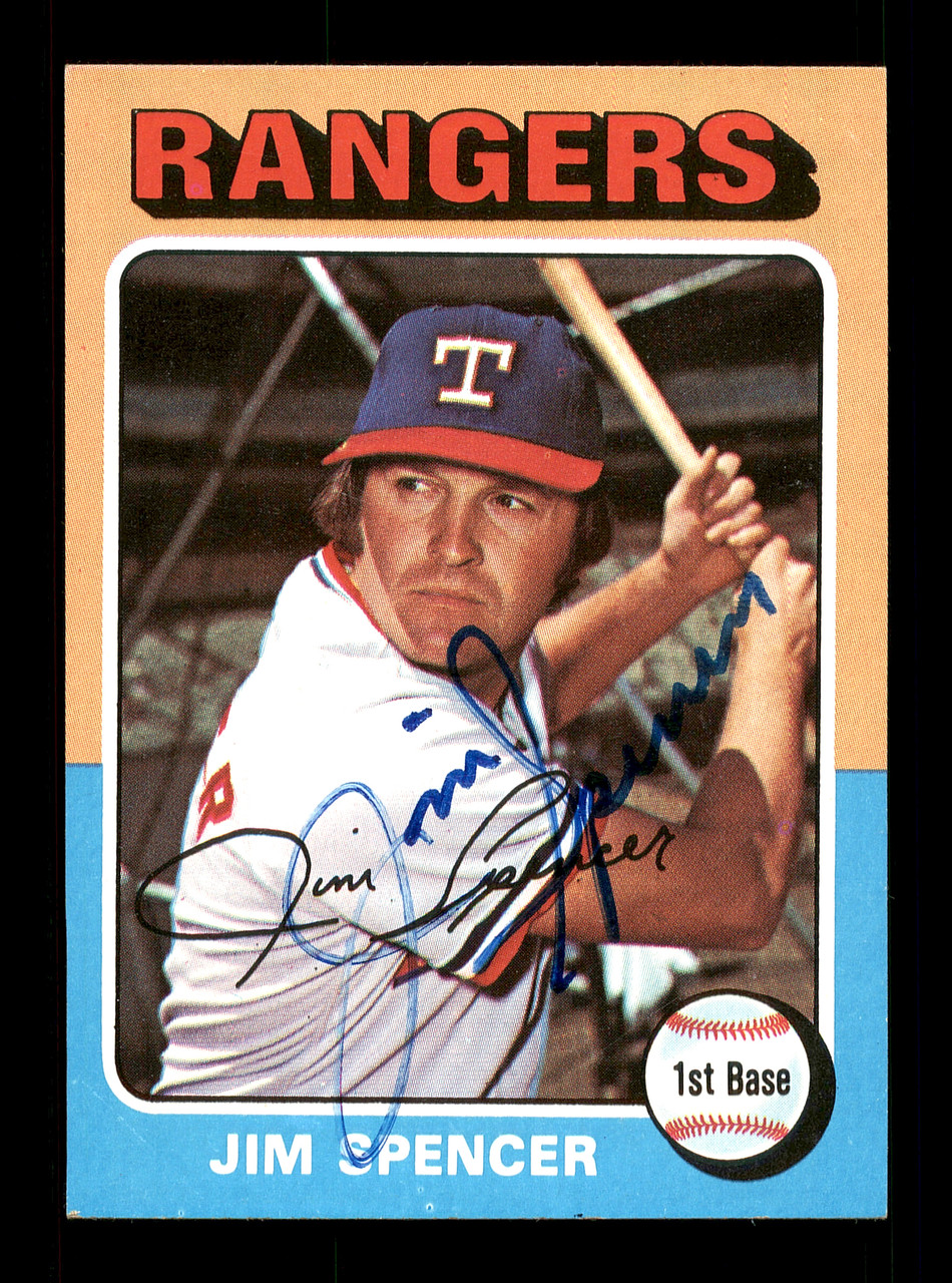 Jim Spencer Autographed 1975 Topps Card #387 Texas Rangers SKU