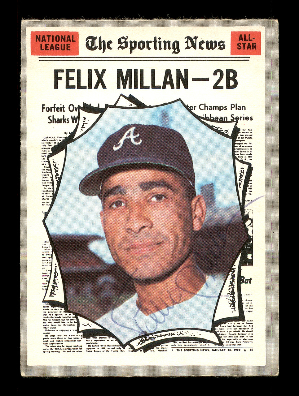 Felix Millan Autographed 1970 O-Pee-Chee Card #452 Atlanta Braves SKU  #169118 - Mill Creek Sports