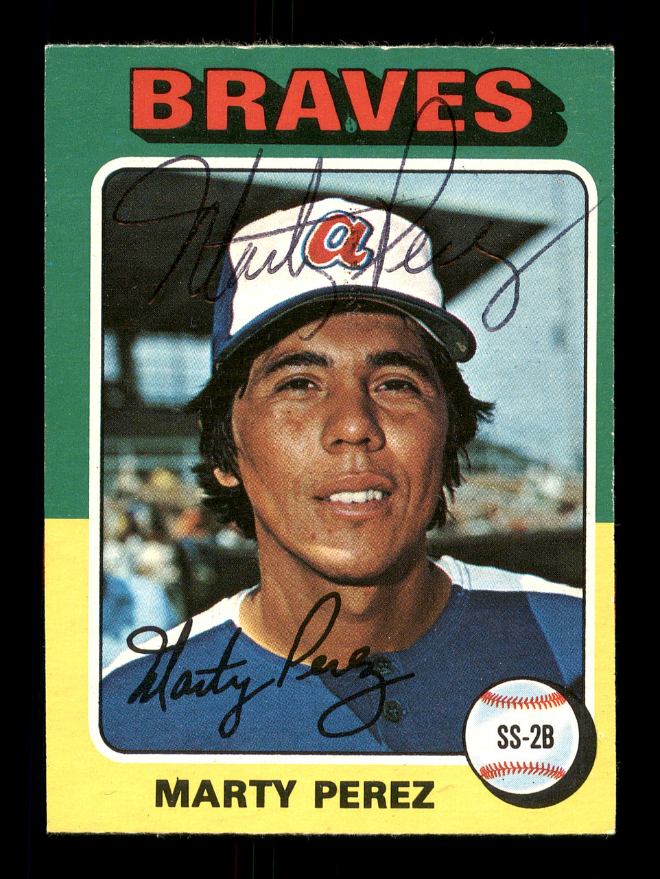 Marty Perez Autographed 1974 O-Pee-Chee Card #374 Atlanta Braves SKU  #169353 - Mill Creek Sports