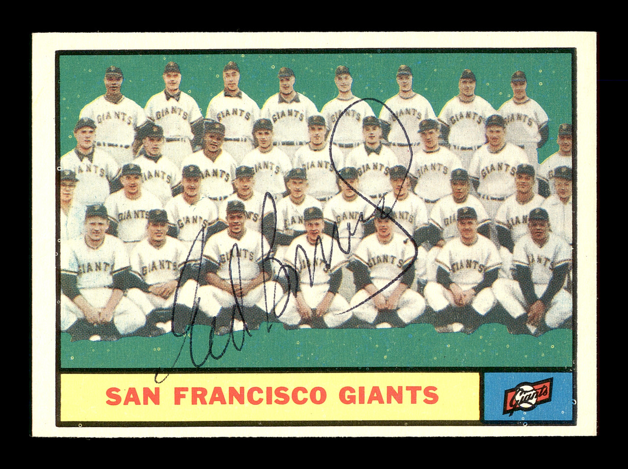 Eddie Bressoud Autographed 1961 Topps Team Card #167 San Francisco Giants  SKU #169773