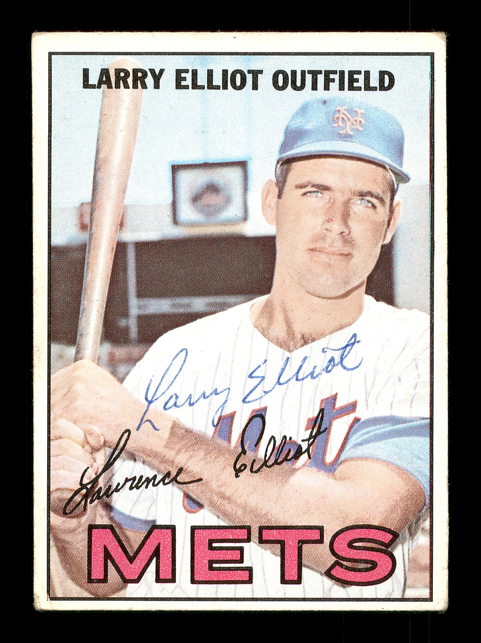 Larry Elliot Autographed 1967 Topps Card #23 New York Mets