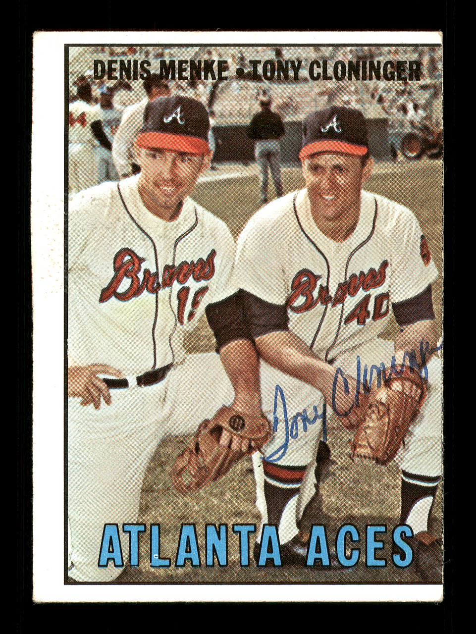 Tony Cloninger Autographed 1967 Topps Card #490 Atlanta Braves SKU #170912  - Mill Creek Sports