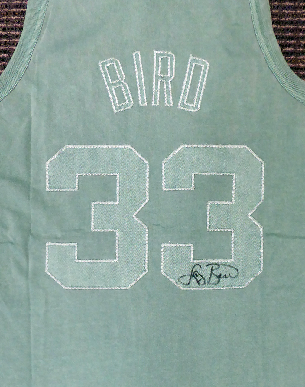 Boston Celtics Larry Bird Autographed Green Mitchell & Ness Washed Out  Swingman Jersey Size L Beckett BAS Stock #177710 - Mill Creek Sports