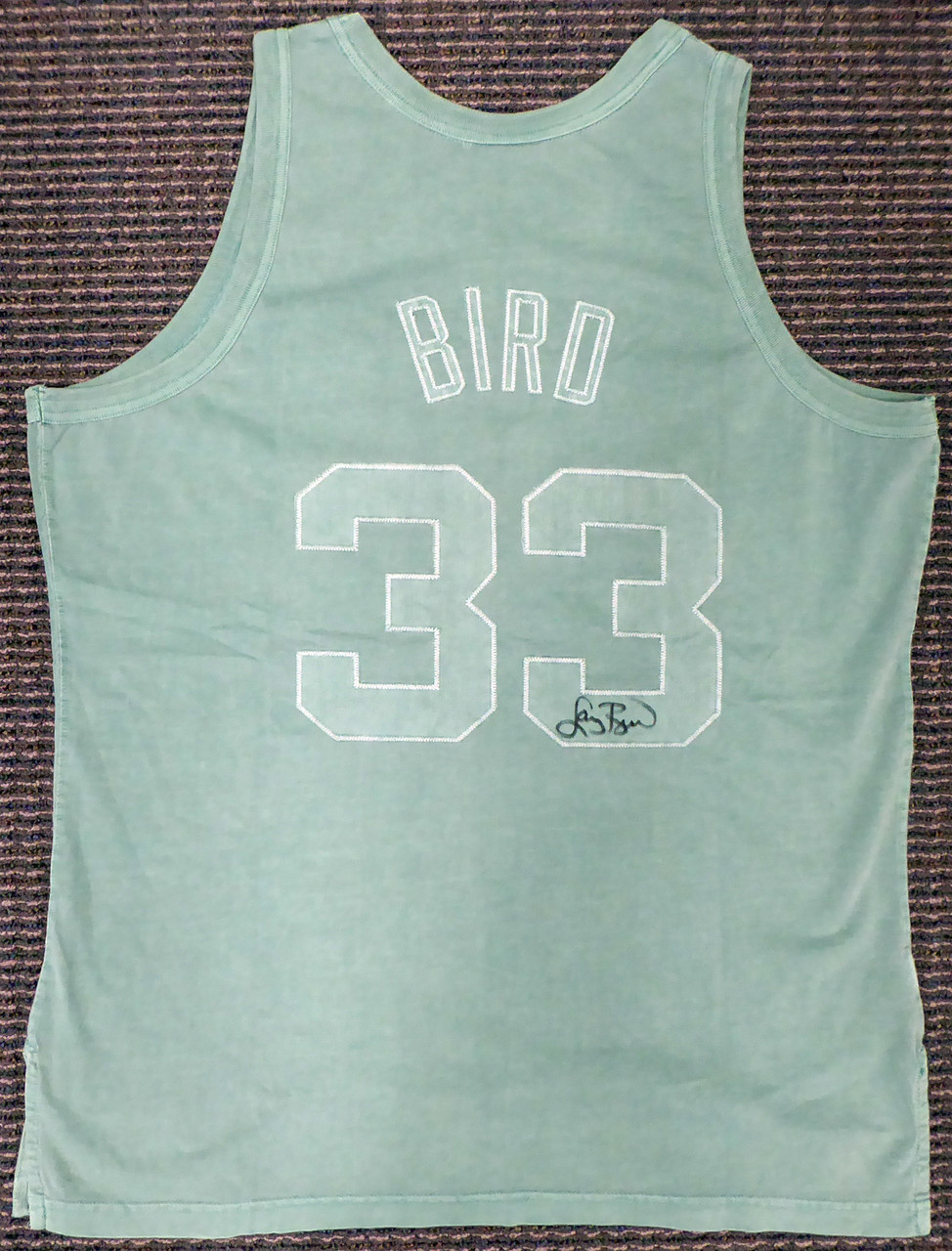 Boston Celtics Larry Bird Autographed Green Mitchell & Ness Washed Out  Swingman Jersey Size XL Beckett BAS Stock #177711