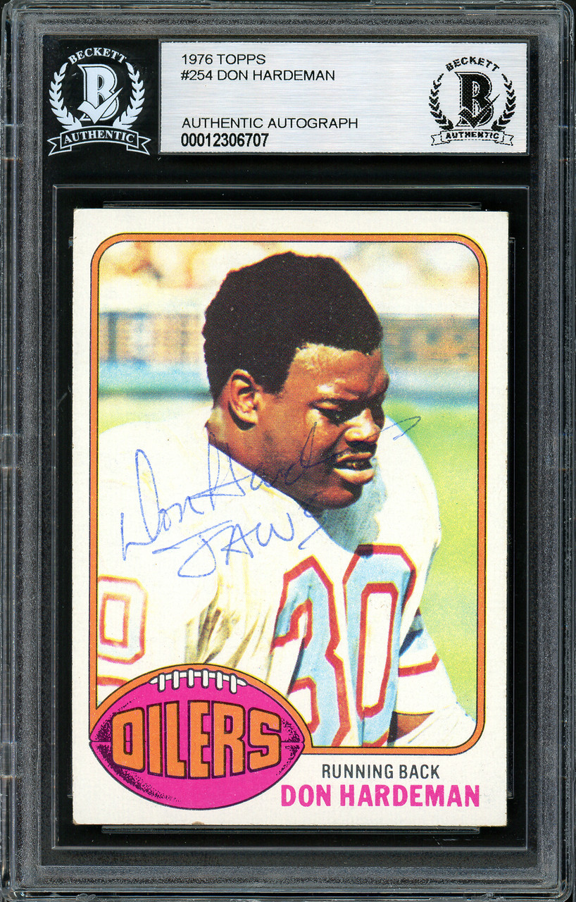 Don 'Jaws' Hardeman Autographed 1976 Topps Rookie Card #254 Houston Oilers  Beckett BAS #12306707
