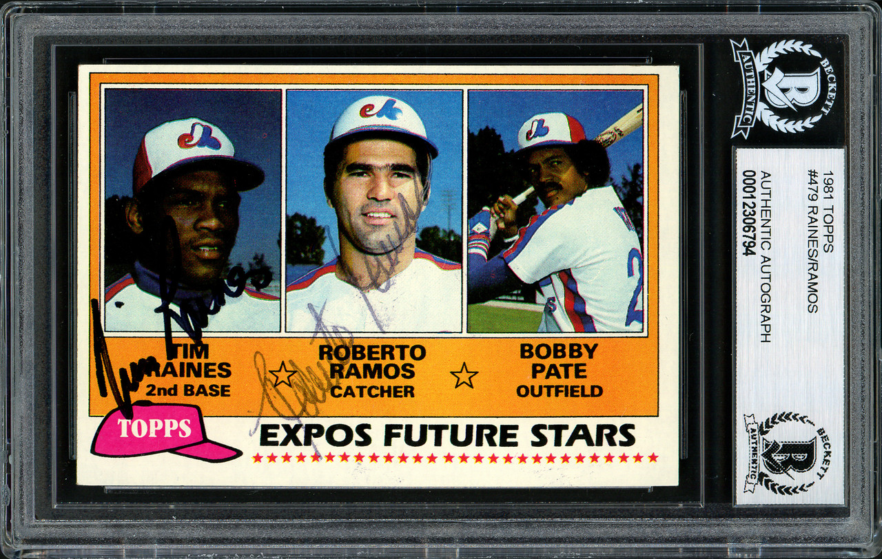 Tim Raines & Roberto Ramos Autographed 1981 Topps Rookie Card #479 Montreal  Expos Beckett BAS #12306794 - Mill Creek Sports