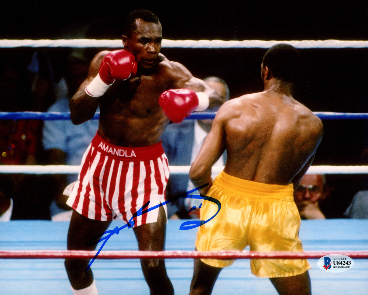 Sugar Ray Leonard Autographed 8x10 Photo vs. Thomas 