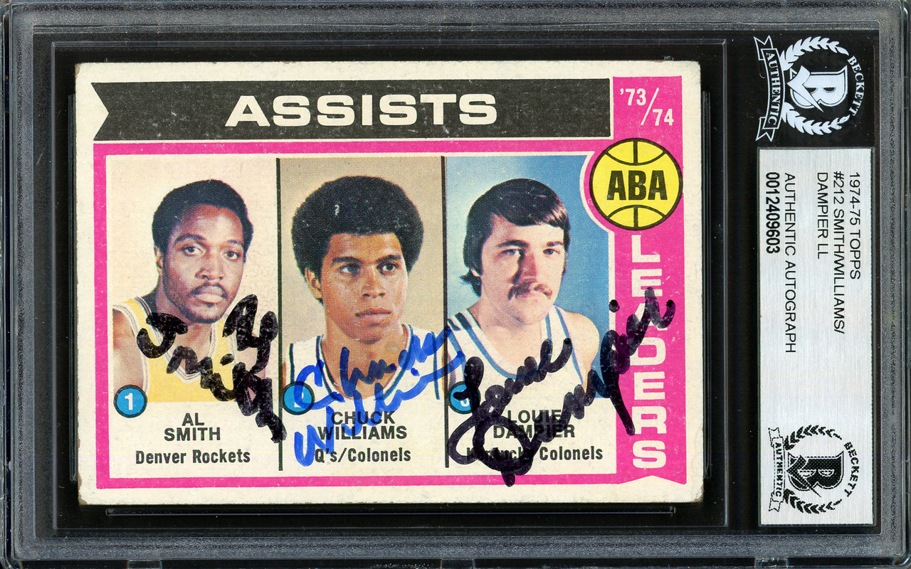 Al Smith, Chuck Williams & Louie Dampier Autographed 1974-75 Topps Card  #212 Beckett BAS #12409603