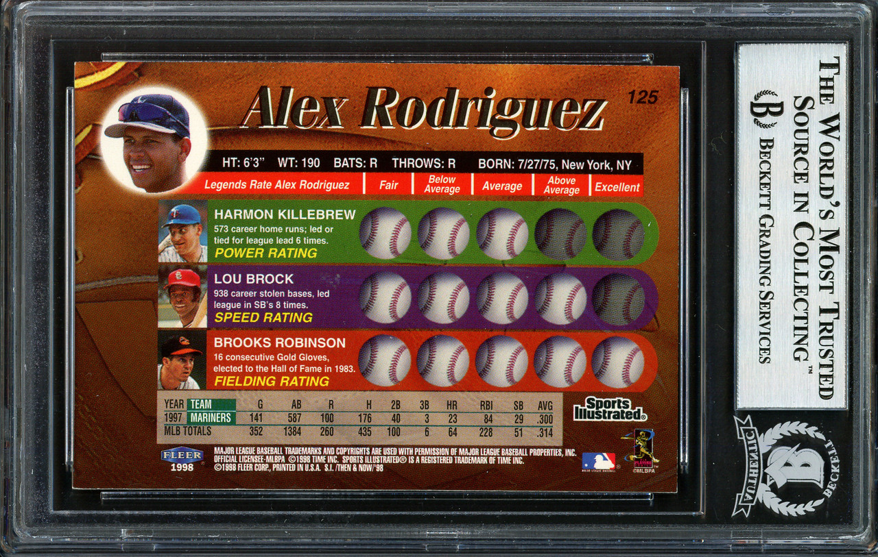 Alex Rodriguez Autographed Signed 1998 Skybox Circa Thunder Card #298  Seattle Mariners Beckett Beckett
